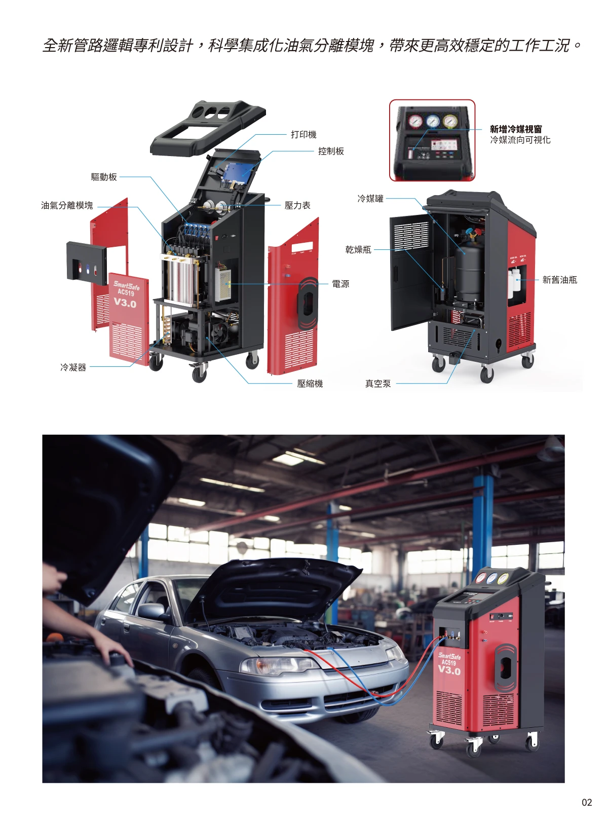 AC519 V3.0 汽車冷媒清洗回收加注機