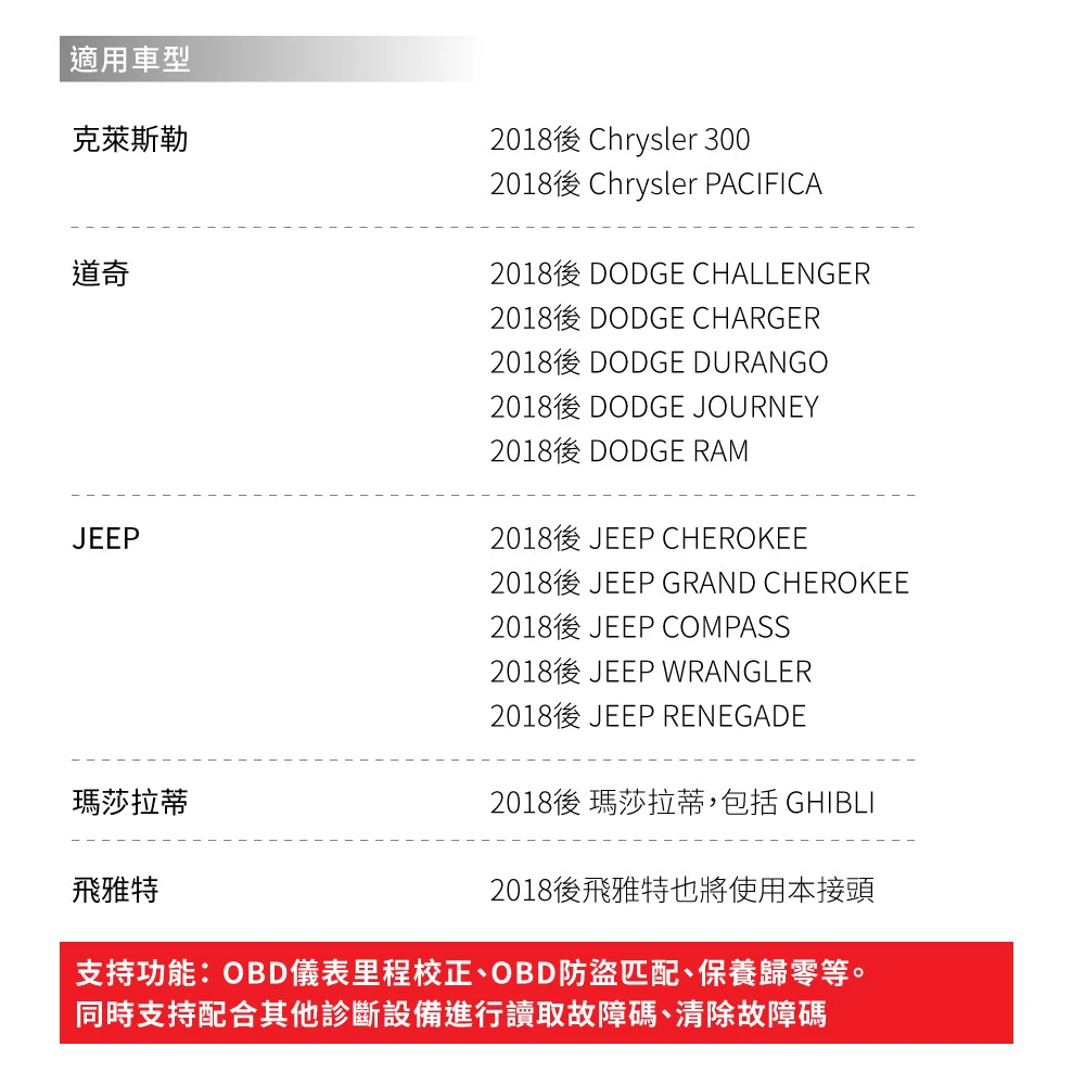 克萊斯勒 12+8 診斷接頭