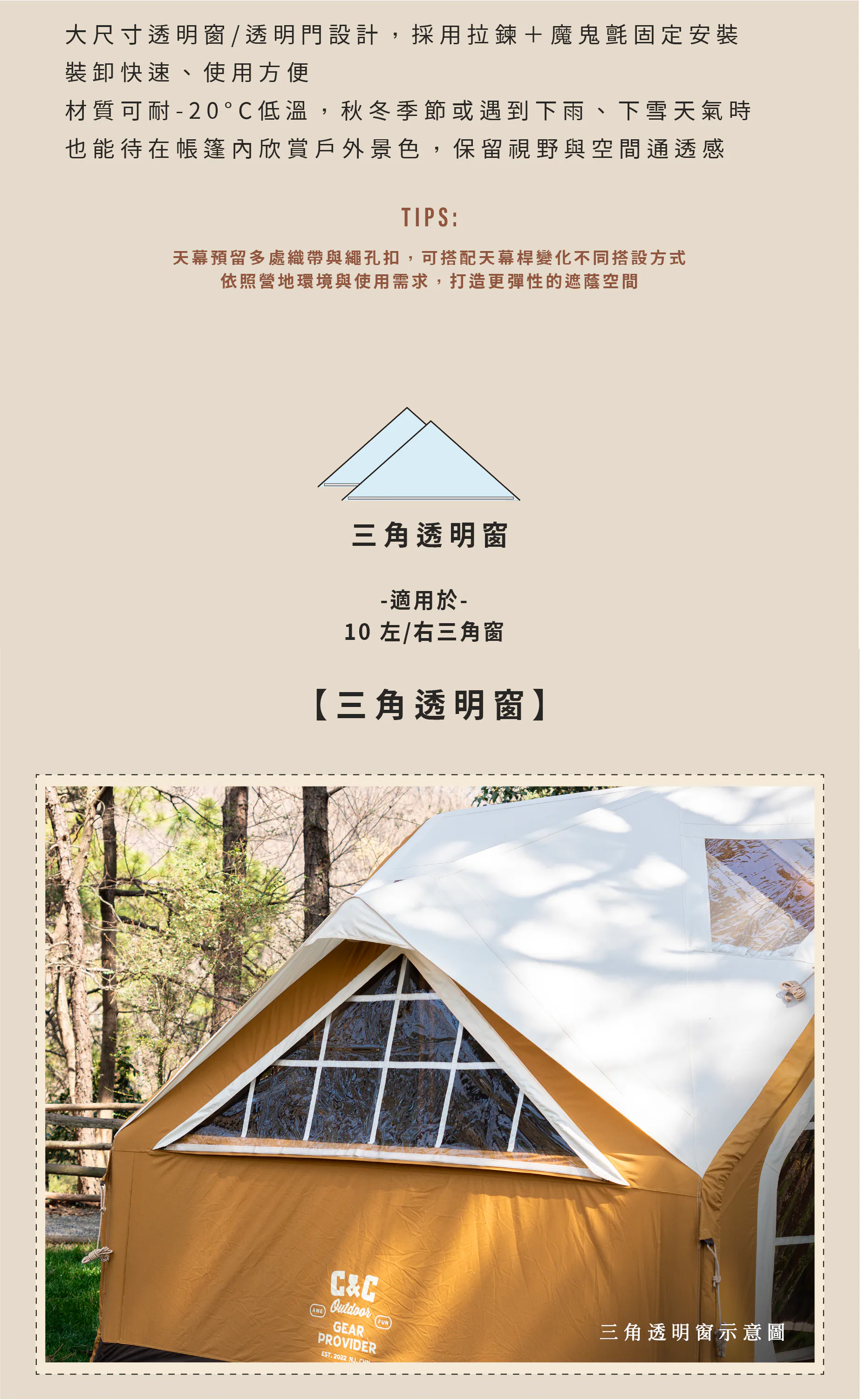 C&C Airlab 半島屋專用側三角窗透明簾