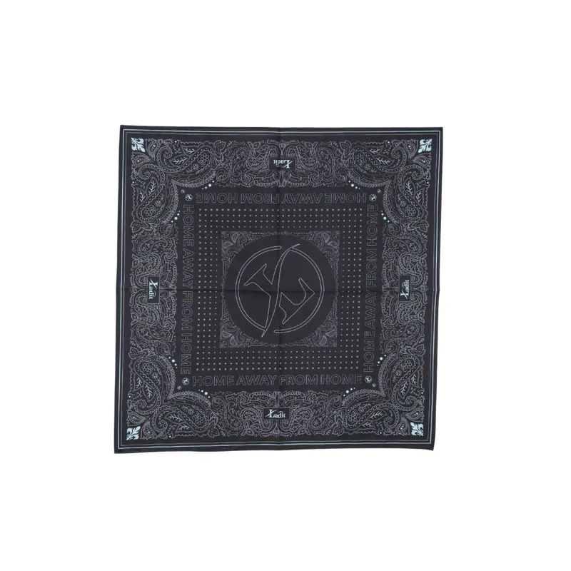 LADIT|Bandana Black|Paisley 變形蟲圖騰品牌設計方巾|沉穩黑