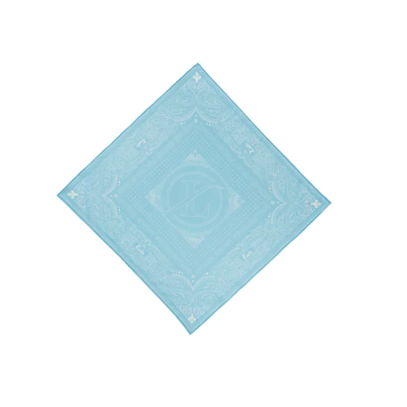 LADIT|Bandana Blue|Paisley 變形蟲圖騰品牌設計方巾|天藍色