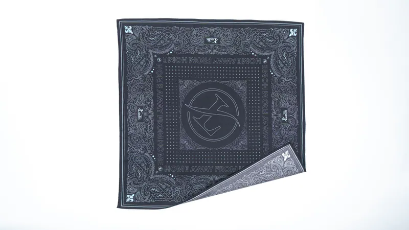 LADIT|Bandana Black|Paisley 變形蟲圖騰品牌設計方巾|沉穩黑