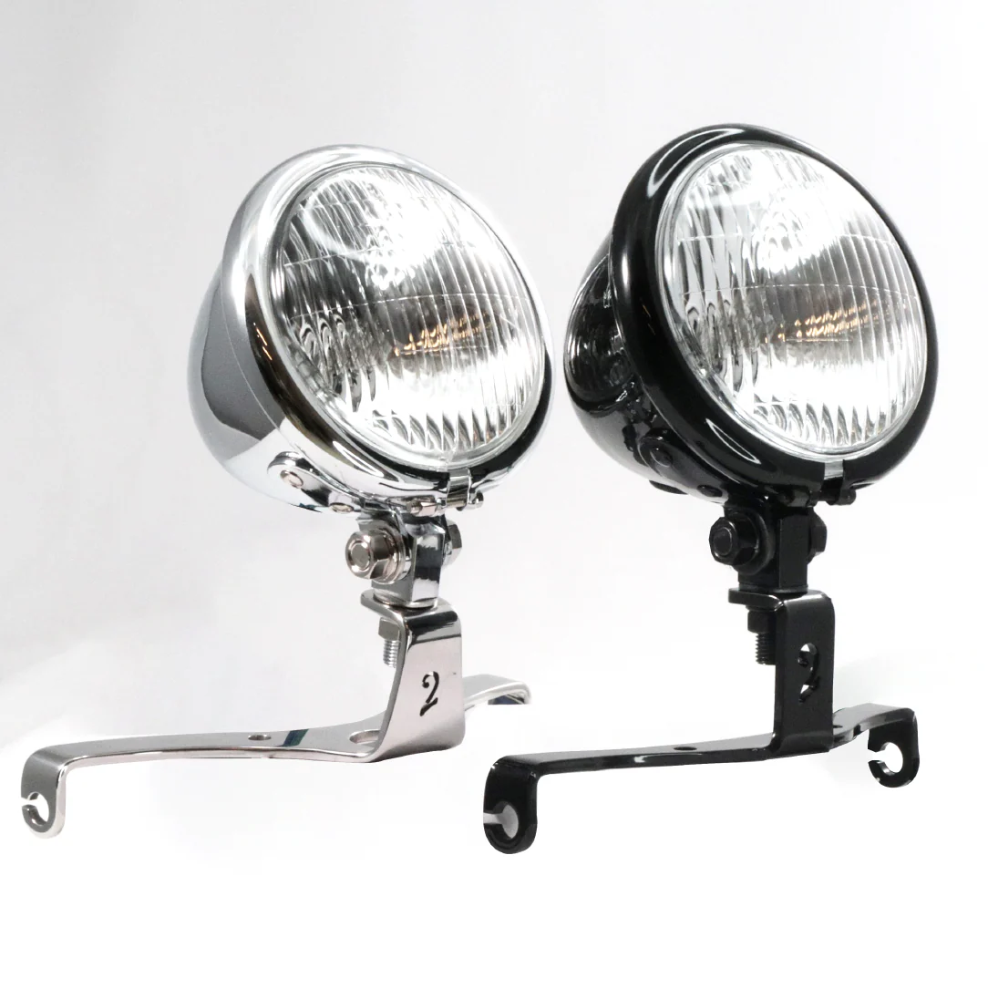 2LOUD Custom 4.5  Retro Style Headlight for Motorcycles, White Casing