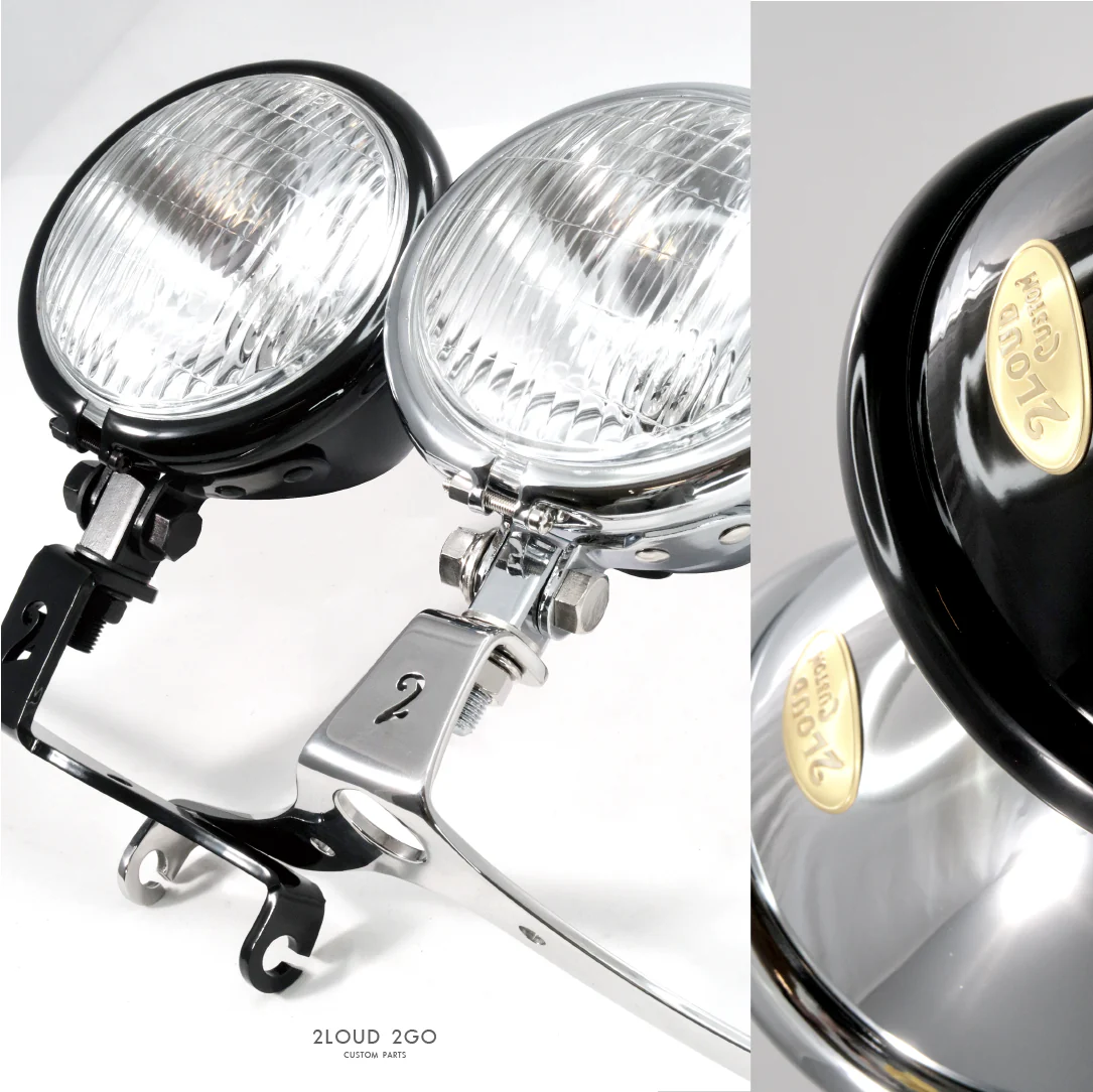 2LOUD Custom 4.5  Retro Style Headlight for Motorcycles, White Casing
