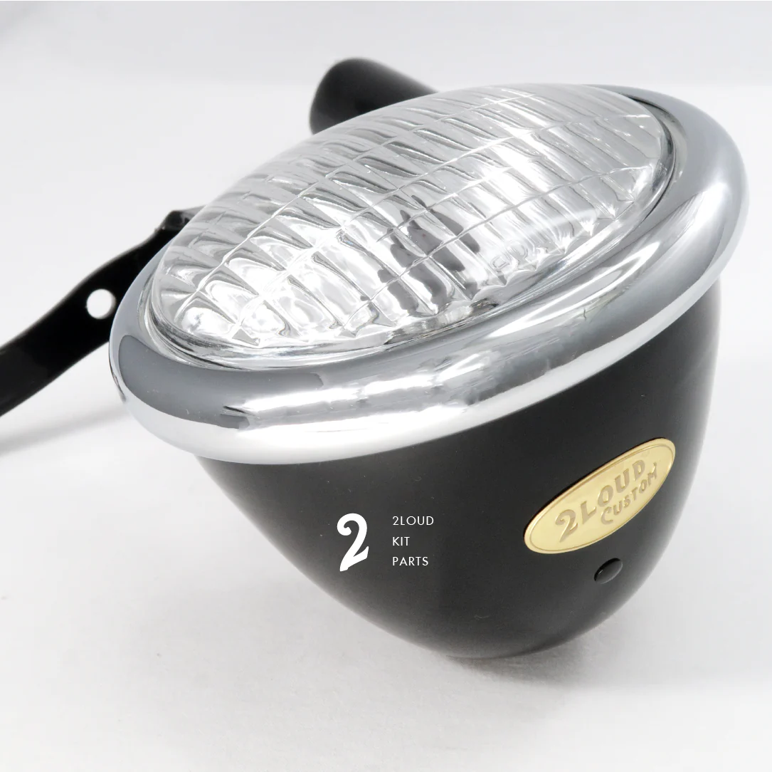 2LOUD Custom 4.5  Retro Style Headlight for Motorcycles, White Casing