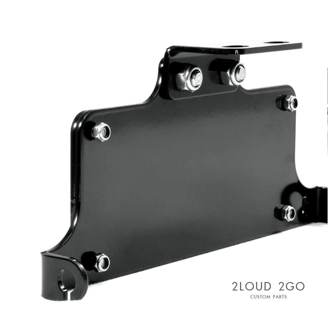 2 LOUD Custom Harley Front License Plate Bracket with Turn Signal Mount