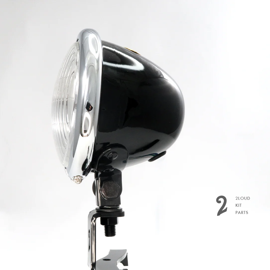 2LOUD Custom 4.5  Retro Style Headlight for Motorcycles, White Casing