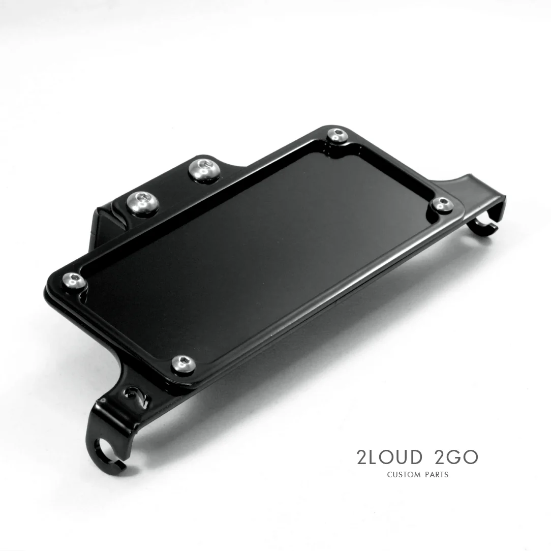 2 LOUD Custom Harley Front License Plate Bracket with Turn Signal Mount