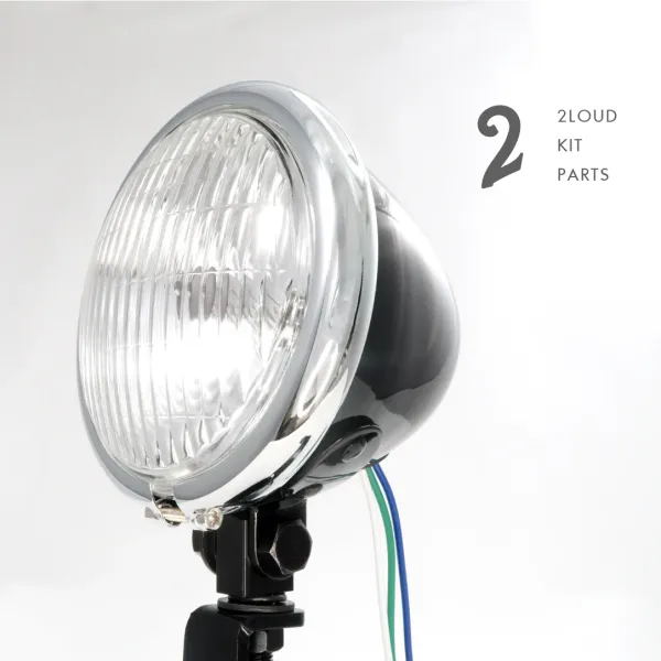 2LOUD Custom 4.5  Retro Style Headlight for Motorcycles, White Casing