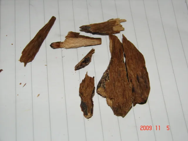Commercially available fake agarwood slices...
