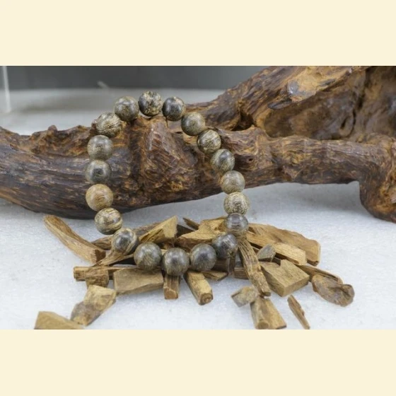 Indonesian Papua semi-submerged agarwood beads, 10mm in diameter, 9.4g.