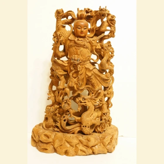 Five Dragons and Three Princes (Exquisite carving from Indian Old Mountain Wood)