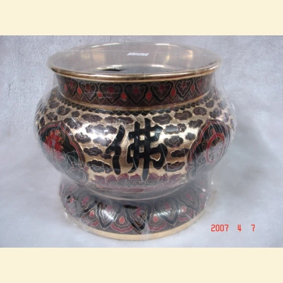 Gilded six-inch Buddha character incense burner
