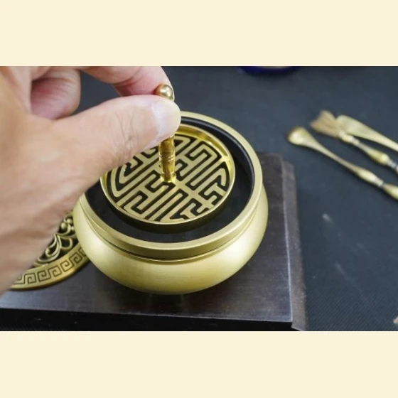 Bronze Lotus-Lid Tripod Incense Burner