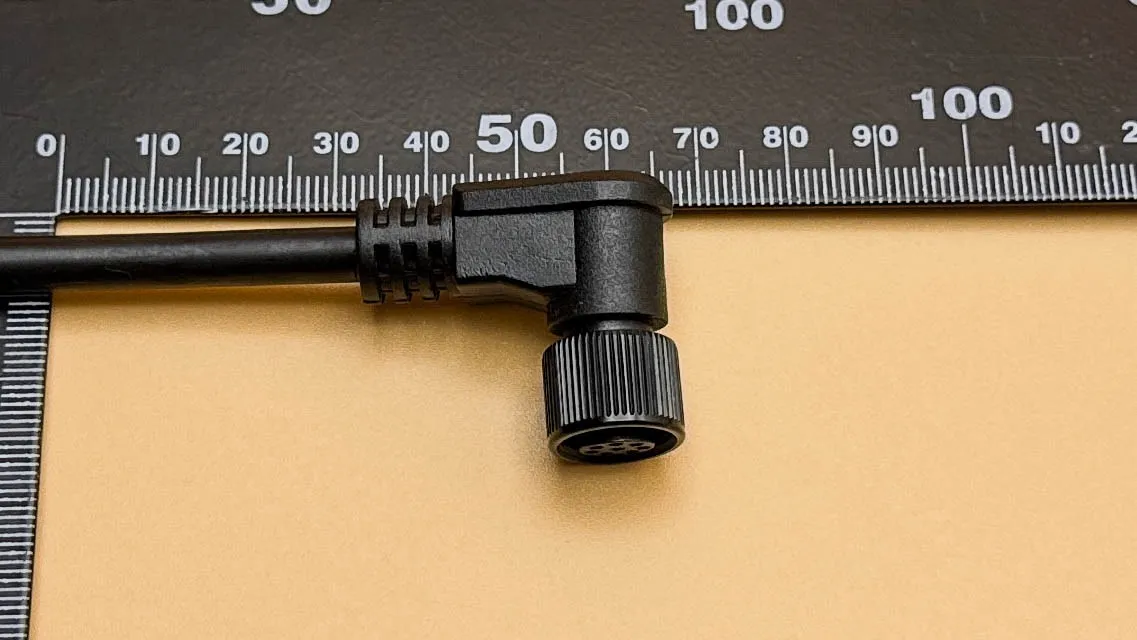 Custom 8-pin DIN connector side before strain relief overmolding