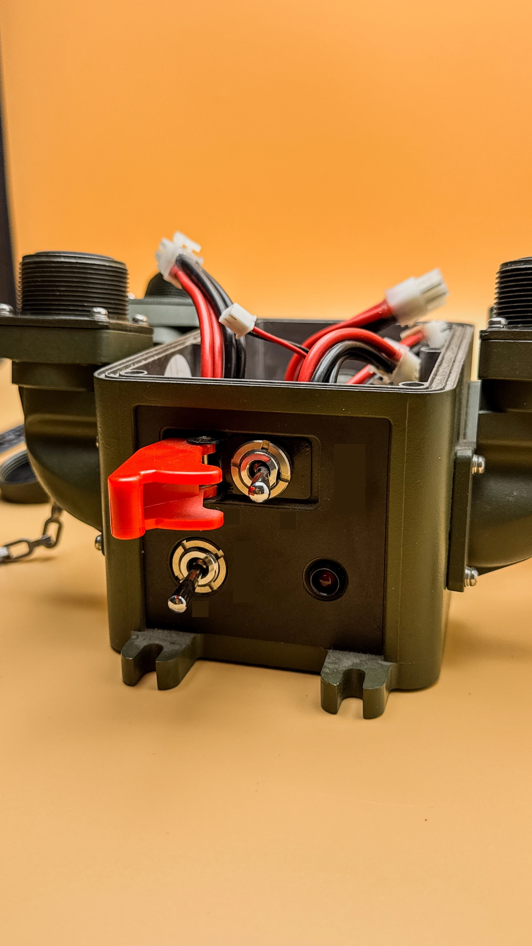 Finished tactical power distributor with switch and LED indicators