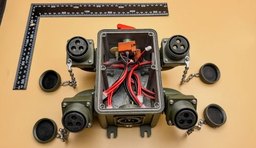 Finished ruggedized tactical power distributor for armored vehicles connector view