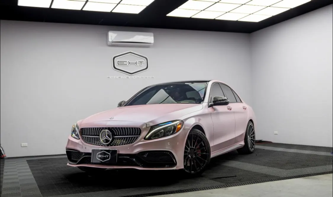 BENZ #C300全車改色-電光櫻花粉