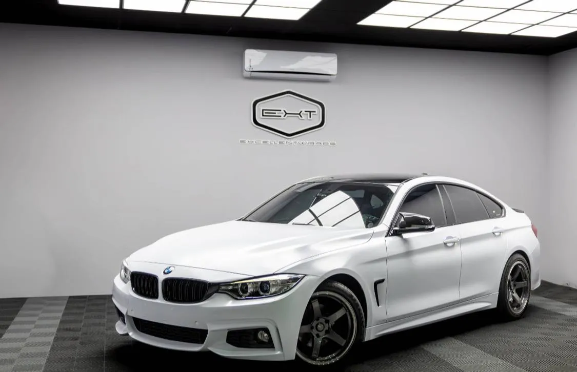 BMW #428i全車改色-消光重金屬白、車頂鏡面黑