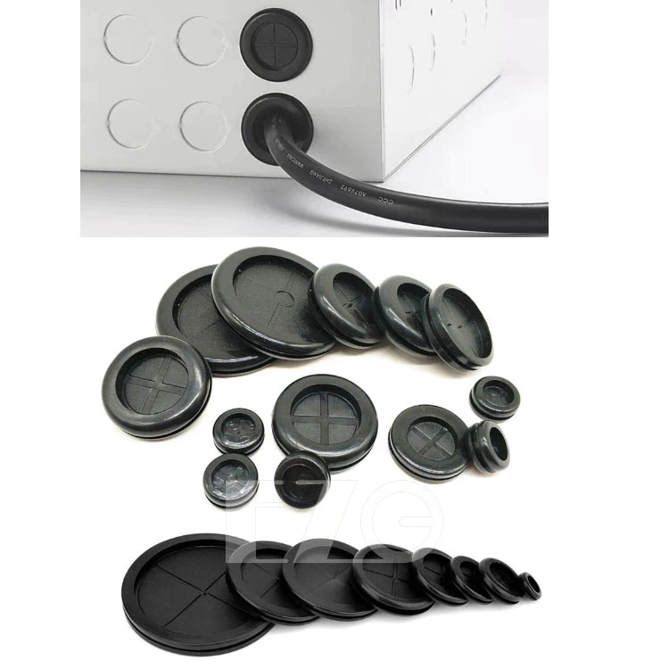 【高總裁LED 】台灣現貨 雙層電線保護圈 十字 米字 通孔 黑色 橡皮圈 橡膠圈 出線環 護線圈 穿線孔護套