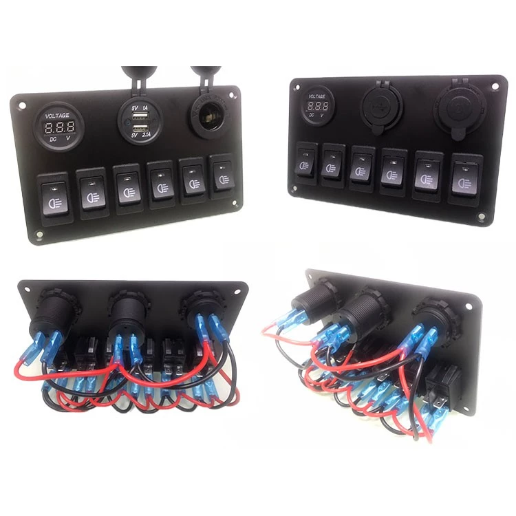 【高總裁LED 】台灣現貨 車用電壓表 獨立開關 快充USB 12V 24V 改裝車開關 開關控制板 6開關