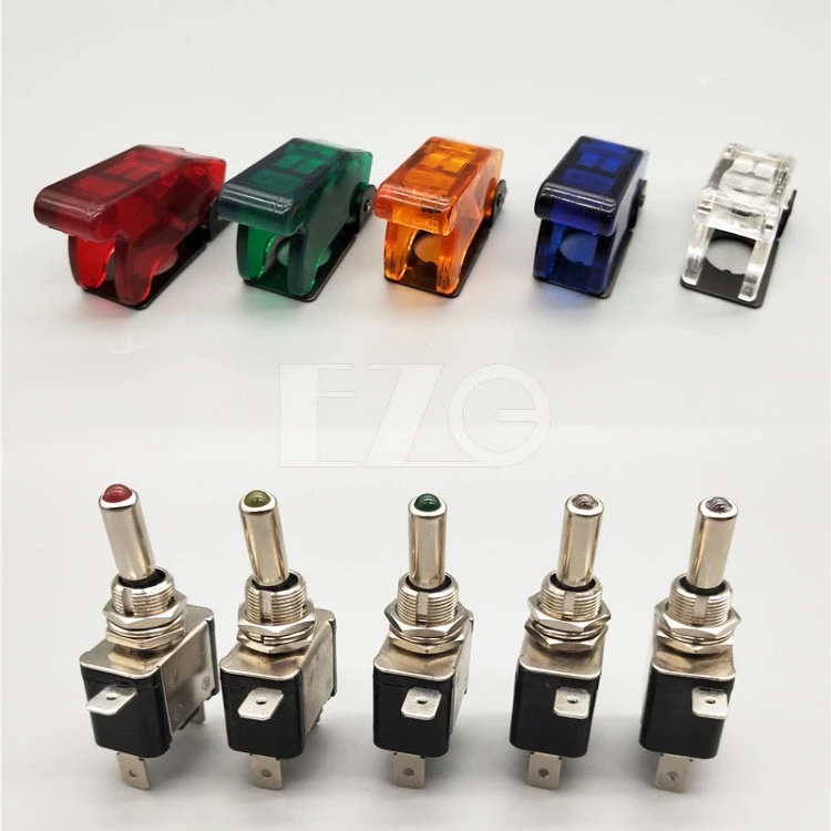 【高總裁LED 】台灣現貨 翻蓋搖頭開關 帶LED燈 車用開關 飛機開關 3腳 霧燈開關 啟動開關 掀蓋式開關 斷電開關