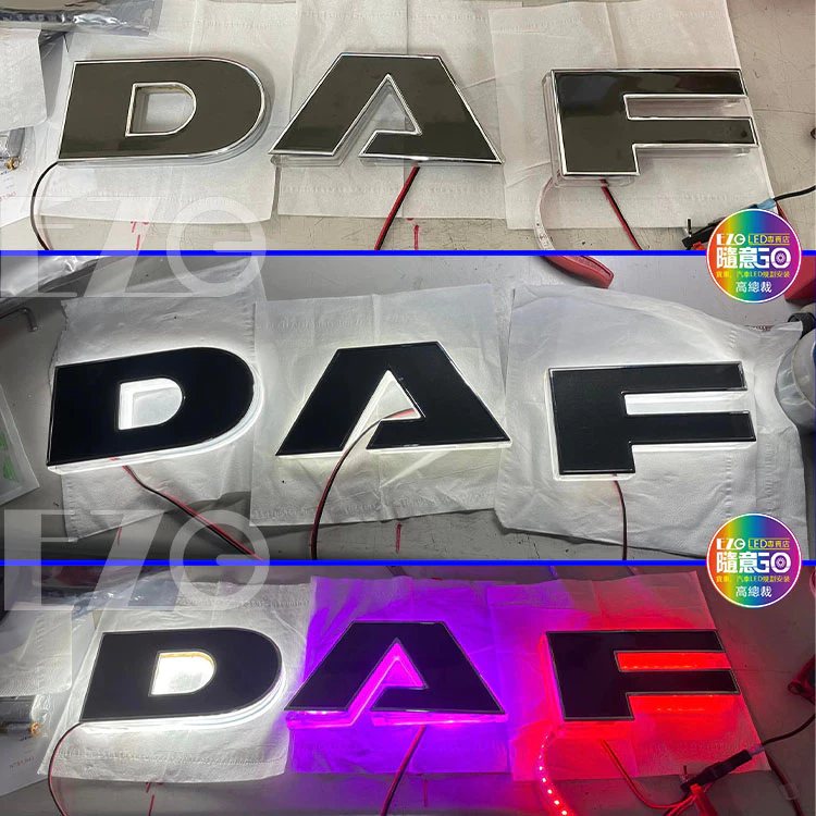 【高總裁LED 】台灣現貨 DAF 達富 六期 18頓 車標 原廠直上 電雕 壓克力 不含電鍍殼 24V 單色 防水