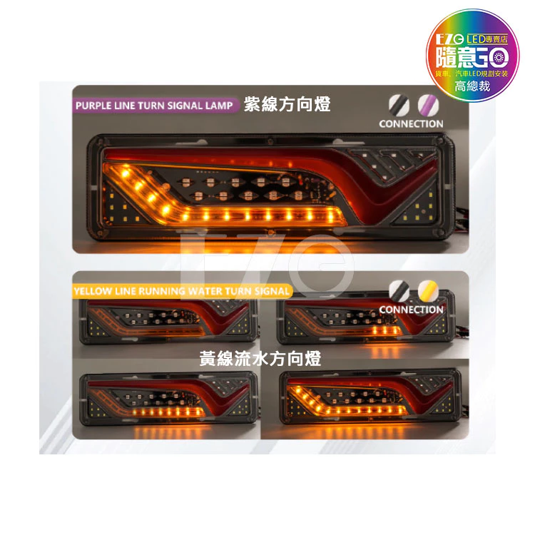 【高總裁LED 】台灣現貨 V風系列導光尾燈 迷你版 12V 24V 流水方向燈 倒車燈 煞車燈 尾燈 警示燈