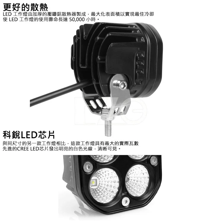 【高總裁LED 】台灣現貨 新款40W四眼散光燈 霧燈 工作燈 探照燈 車頂燈 越野燈 防水 LED車燈 汽車 貨車