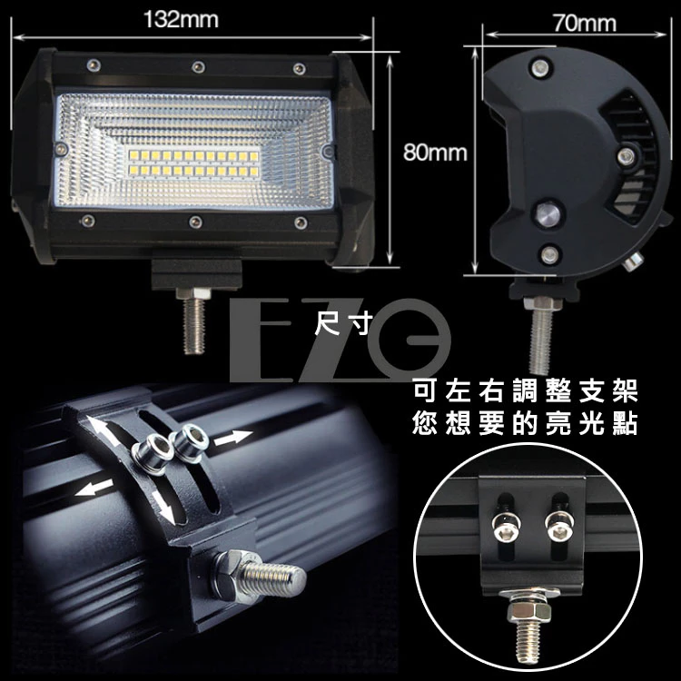 【高總裁LED 】台灣現貨 72W 散光 工作燈 大範圍 白光 倒車 照明 12V 24V 防水 探照燈