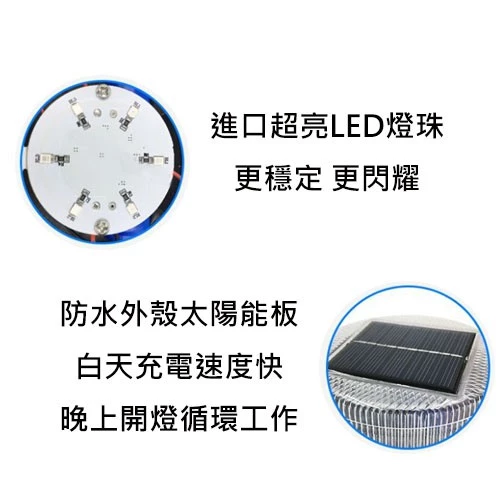 【高總裁LED 】台灣現貨 LED 太陽能紅藍爆閃燈 警示燈 超強磁吸 防水 施工燈 信號燈 路障警示 免接線 自動充電