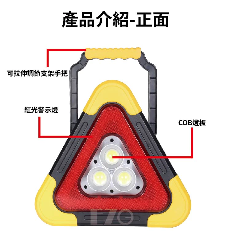 【高總裁LED 】台灣現貨 三角太陽能警示燈 故障燈 USB COB燈板 高亮 手提 防撞 落地燈固定 180度旋轉