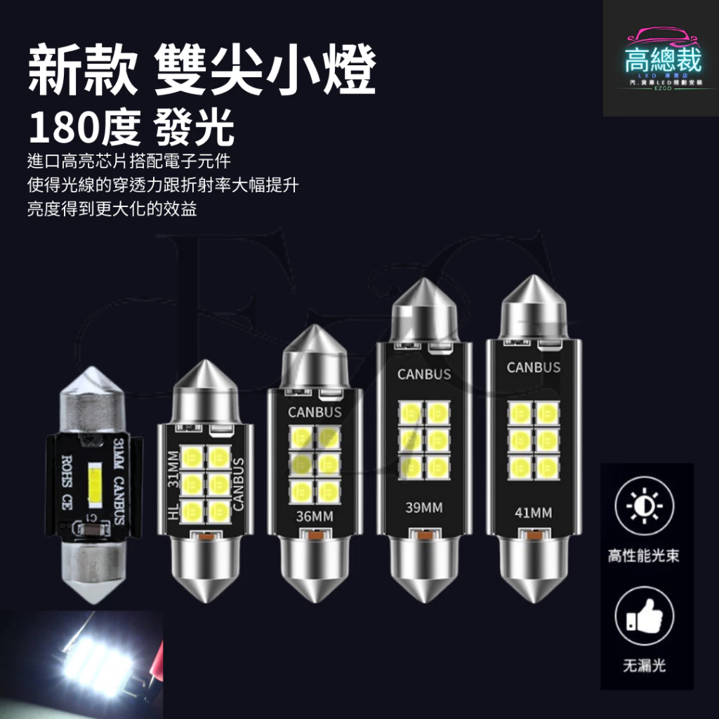 【高總裁LED 】台灣現貨 雙尖小燈 LED 室內燈 雙尖 T10 方向燈 車門燈 閱讀燈 腳底燈 12~24V 車燈