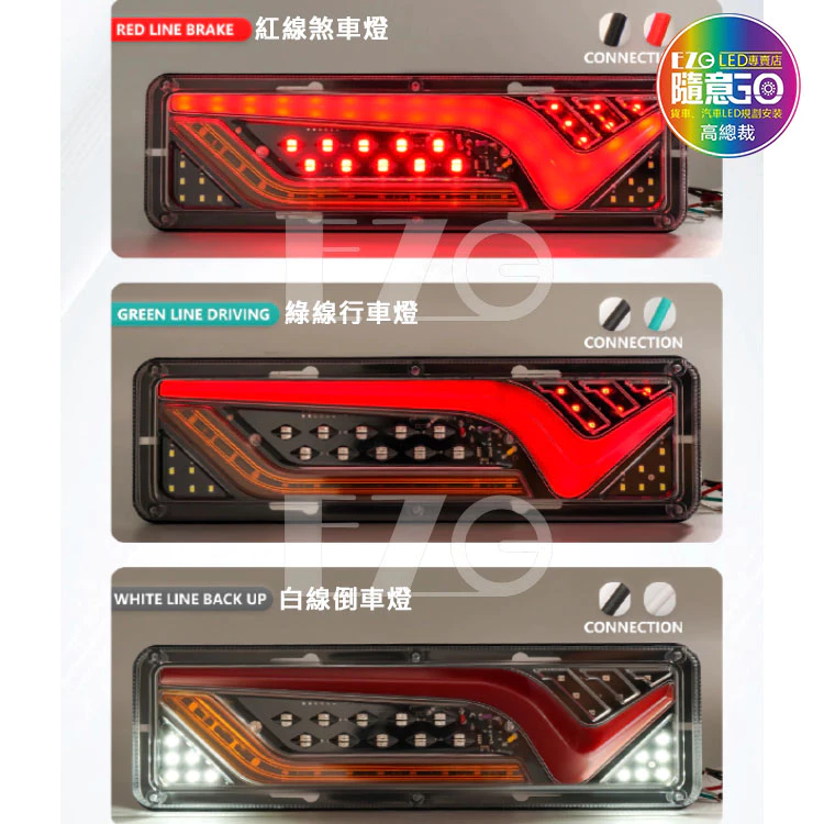 【高總裁LED 】台灣現貨 V風系列導光尾燈 迷你版 12V 24V 流水方向燈 倒車燈 煞車燈 尾燈 警示燈