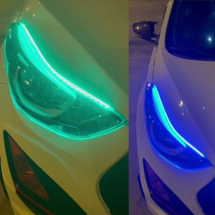 【高總裁LED】台灣現貨 LED 幻彩燈眉 一拖二 無線遙控 流水 跑馬 單色 七彩 單色變化 日行燈 高總裁LED