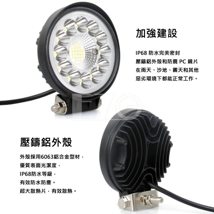 【高總裁LED 】台灣現貨 LED 33W 圓形散光燈 聚光 工作燈 白光 防水 高亮 超廣角 12~24V 照明照輪