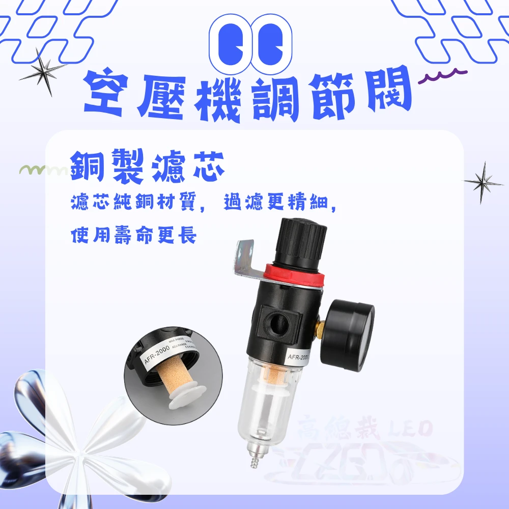 【高總裁LED 】台灣現貨 空壓機調節閥 油水分離器 調節閥 分離器 除水氣除油 快接式 通用 氣動工具 空壓機