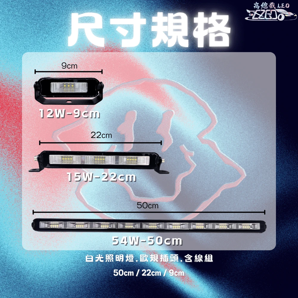 【高總裁LED 】台灣現貨 歐規散光長條燈 12V-24V 投射燈 車頂燈 日行燈 白光