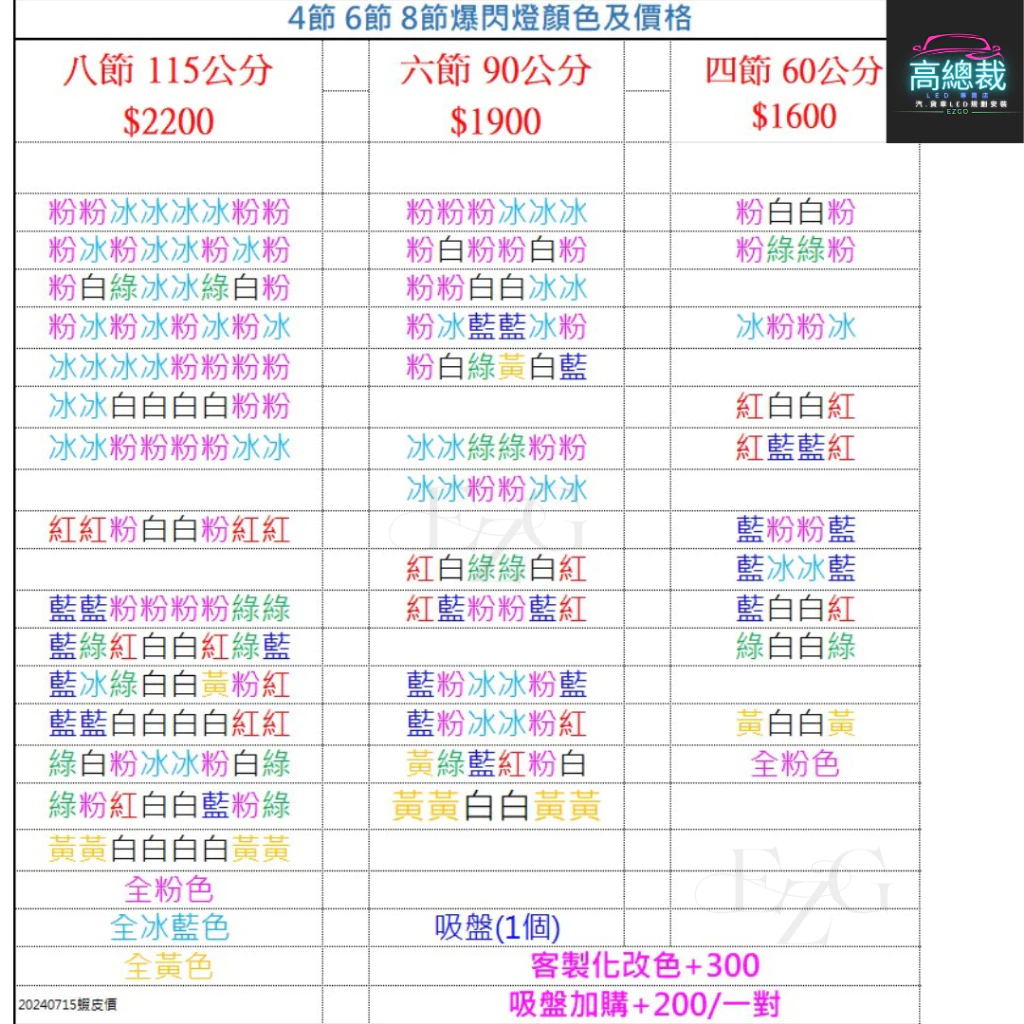 【高總裁LED 】台灣現貨 LED 長條爆閃燈 16種模式 四節 六節 八節 跑馬 頻閃 快閃 慢閃 可換吸盤 468