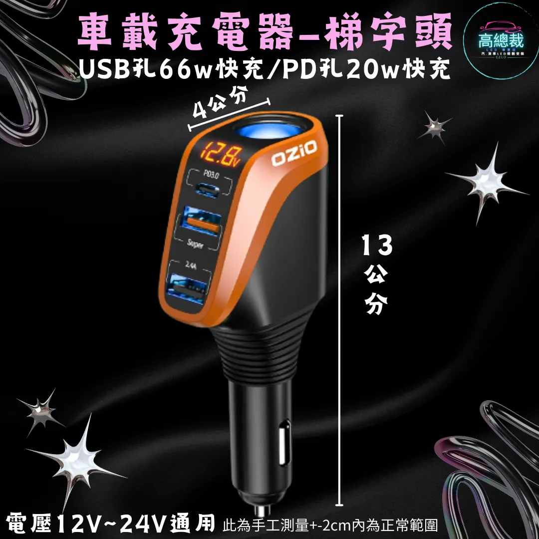 【高總裁LED 】台灣現貨 車載充電器 超級快充   車充 點煙轉換插頭 汽車用 貨車用  12v~24v通用