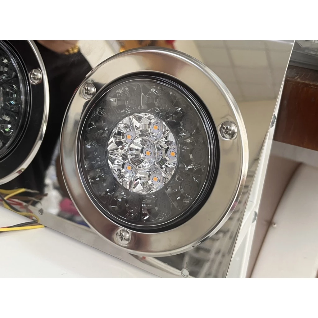 【高總裁LED 】台灣現貨 16ELD 4吋不鏽鋼圈雙色尾燈12~24V 防水 圓形尾燈 煞車燈 方向燈 小燈 警示燈