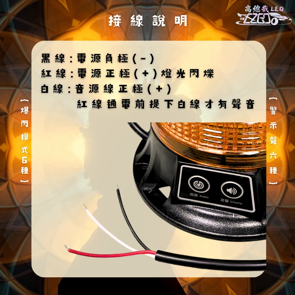 【高總裁LED 】台灣現貨 LED 倒車+警示燈 蜂鳴器 接電 爆閃 磁吸 黃光 慢閃 6種模式 爆閃燈 施工燈 信號燈 路障警 12V~80V