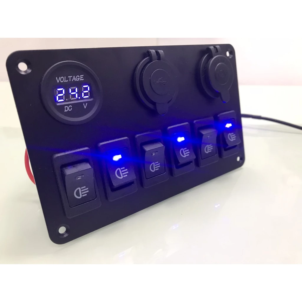 【高總裁LED 】台灣現貨 車用電壓表 獨立開關 快充USB 12V 24V 改裝車開關 開關控制板 6開關