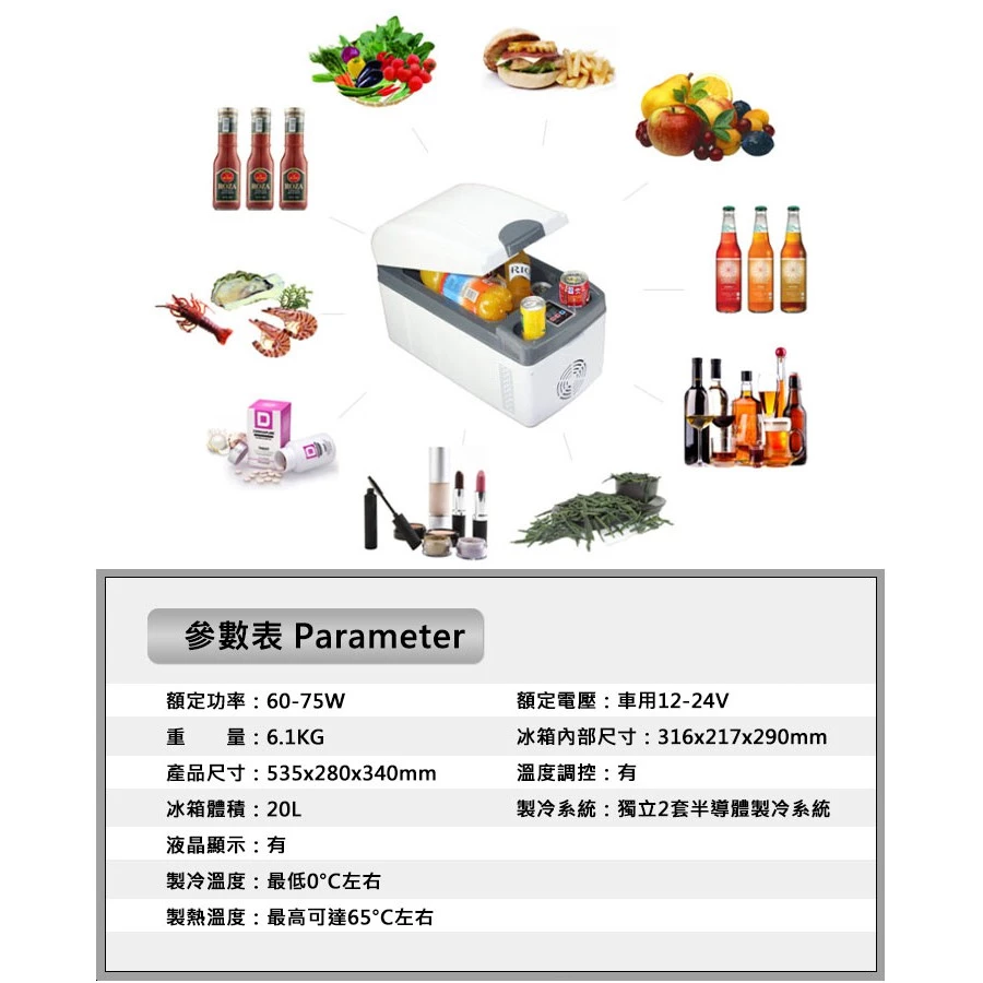 【高總裁LED 】台灣現貨 車用行動冰箱 20L 雙核心製冷冰箱 12~24V 冷暖兩用 大容量 車充 車載冰箱