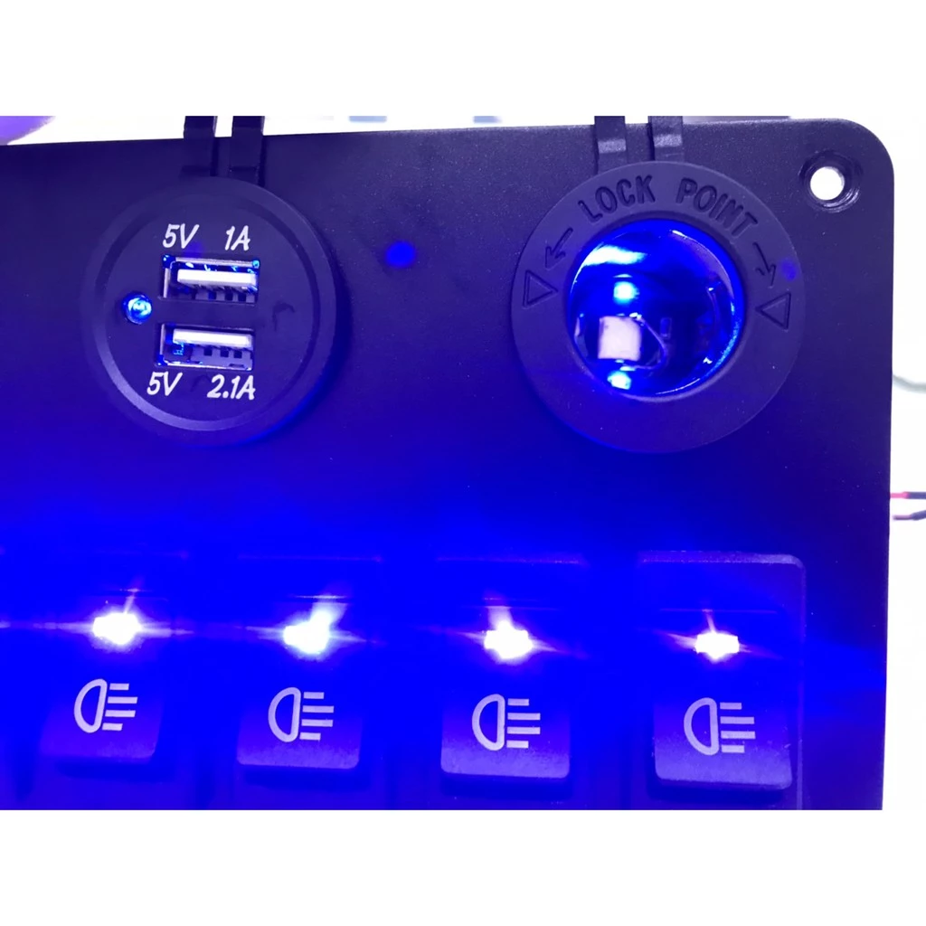 【高總裁LED 】台灣現貨 車用電壓表 獨立開關 快充USB 12V 24V 改裝車開關 開關控制板 6開關