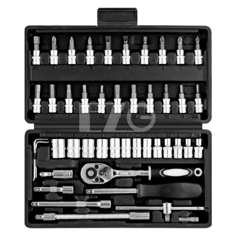 【高總裁LED 】台灣現貨 46件 萬用工具組 套筒 DIY 緊急工具 螺絲 內裝 拆卸 維修工具 工具箱 工具包