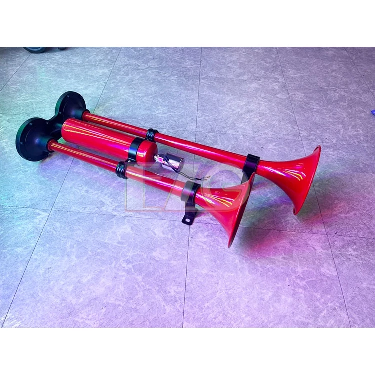 【高總裁LED 】台灣現貨 紅管喇叭 雙管迴音 長管喇叭 鋅合金 12~24V 雙管笛聲電控氣喇叭 低沉聲