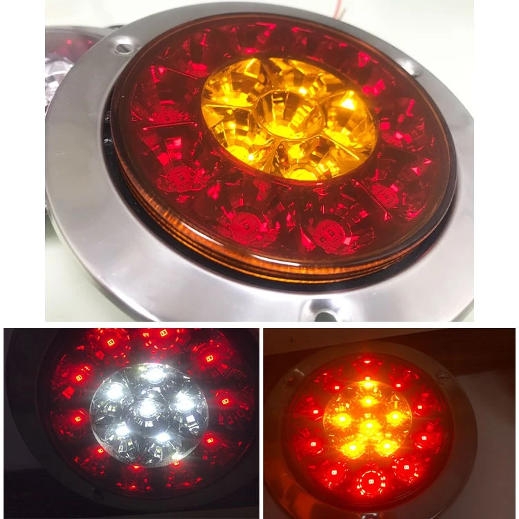 【高總裁LED 】台灣現貨 16ELD 4吋不鏽鋼圈雙色尾燈12~24V 防水 圓形尾燈 煞車燈 方向燈 小燈 警示燈