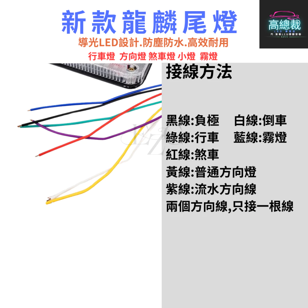 【高總裁LED 】台灣現貨 龍麟尾燈 倒車燈 煞車燈 流水方向燈 防水 12V 24V 尾燈 霧燈 行車燈