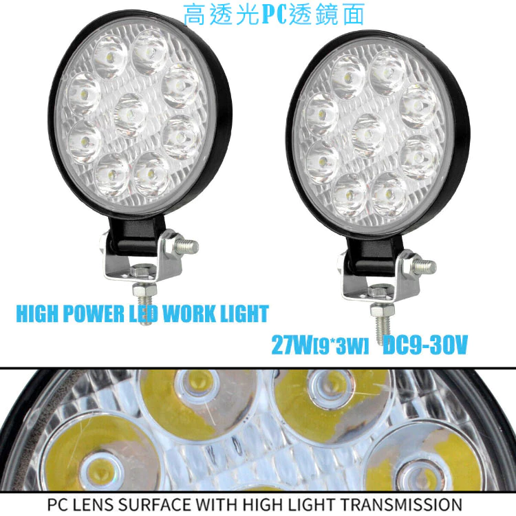 【高總裁LED 】台灣現貨 迷你27W 工作燈 薄款 聚光 白光 防水 高亮 12V 24V 照明 照輪 照地